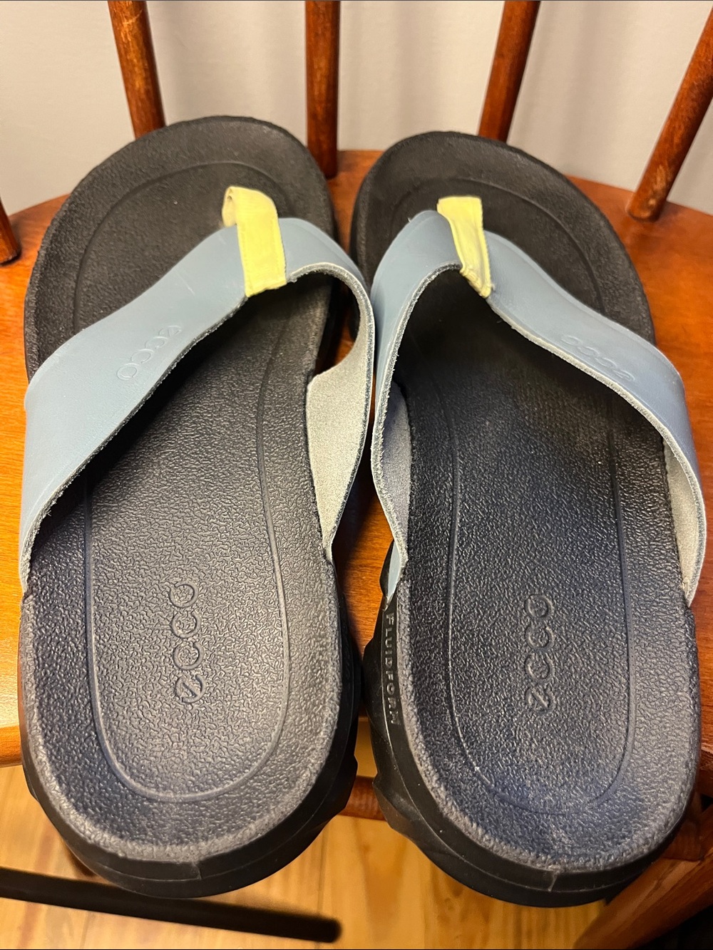 ECCO MX Flipsider Men’s Sandals Trooper Blue Grey Leather Straps Size 42 EUC - Picture 8 of 12